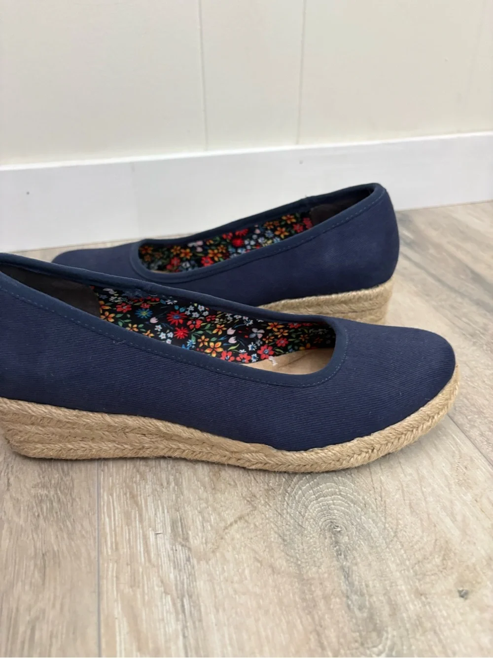 Life Stride Navy Canvas Wedge Espadrille